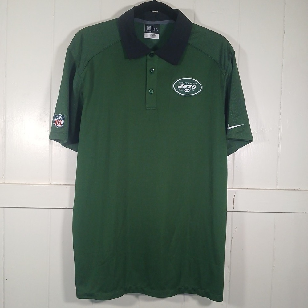 Nike NY Jets NFL Onfield Dri-FIT Polo Shirt Mens Large Green 655525-323